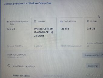 Hp elitebook 850 G3 / 16gb ram / Intel core i7 / 256gb ssd - 7