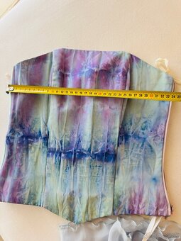 Luxusný set (korzet a sukna) ručne šitý, modrá, small - 7