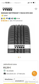 Nokian letné pneumatiky 185/60 R15 - 7