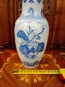 MODRÁ A BIELA PORCELÁNOVÁ VÁZA--ČÍNA - 7
