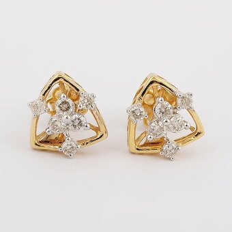 Zlaté náušnice s diamantmi. Darček na krstiny či k narodeniu - 7