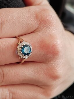 Prsteň z 14k zlata s 1,43ct prírodným Topásom a diamantmi - 7