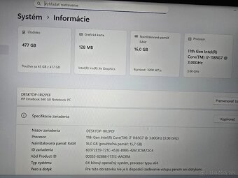 Kovove HP 840 G8 s procesorom i7 11 generacie 16gb ram a 512 - 7