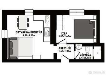 Na predaj 1-izbový byt, Tatranská Lomnica, tehla (34m2). - 7