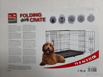 Dog Fantasy klietka skládacia čierná 2 dverová M 75 x 46 x 5 - 7