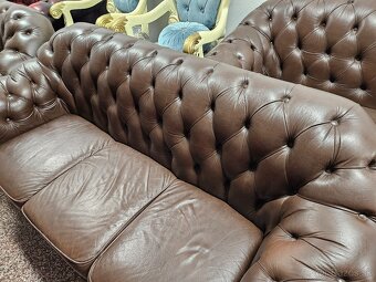 CHESTERFIELD ŠTÝL,KOŽENÁ SEDAČKA 3+2+1 - 7