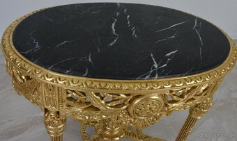 Zámecké řezbované stoly s mramorem - 7