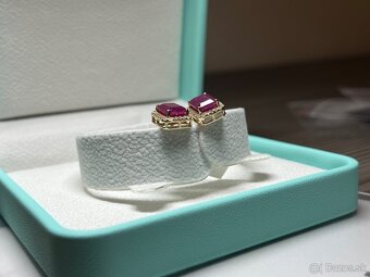 Rubinove nausnice 14k zlato s diamantami IGI - 7