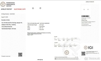 Champagne 0,83ct diamantové náušnice z 14ct bieleho zlata - 7
