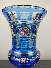 Dizajnový popolník, váza kobaltovo-modrá krištáľová váza - 7