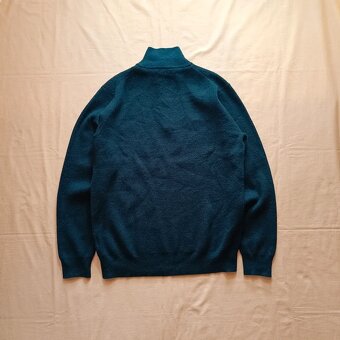 Moncrief London tmavozelený sveter so zipsom s prímesou vlny - 7