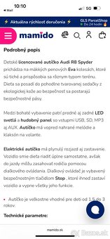 Detske elektricke auticko Audi R8 - 7