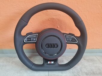 AUDI MULTIFUNKCNY VOLANT S AIRBAGOM A PADLAMI, červená niť - 7