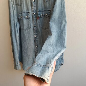 Vintage Levis modrá džínsová košeľa riflová košeľa L - 7