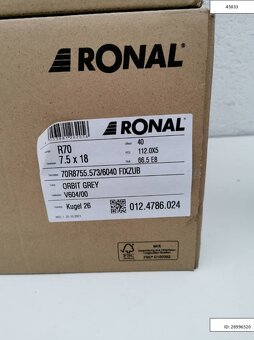 Nové Alu disky VW R18 Ronal R70 7,5X18 ET40 5X112 1247 - 7