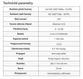 Obojstranná Full HD autokamera - Black Panther Dual mirror - 7