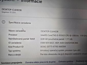 Dell Inspiron 15 s 256gb ssd diskom 8gb ram a intel core i5 - 7