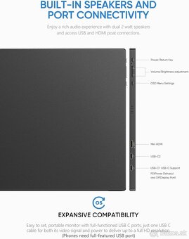 ARZOPA S1 Table Portable Monitor, 15.6'' FHD IPS USB-C - 7