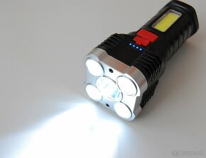 LED Baterka 5x LED + COB LED, 4 režimy, mico USB nabíjanie - 7