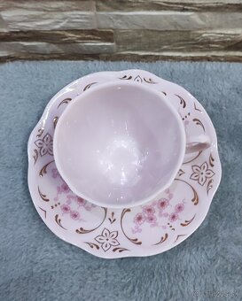 Růžový porcelán, šálek s podšálkem, Chodov - 7