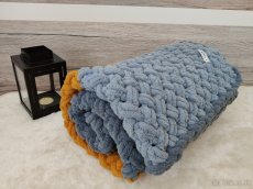 Pletená detská deka sivo-horčicová - 7