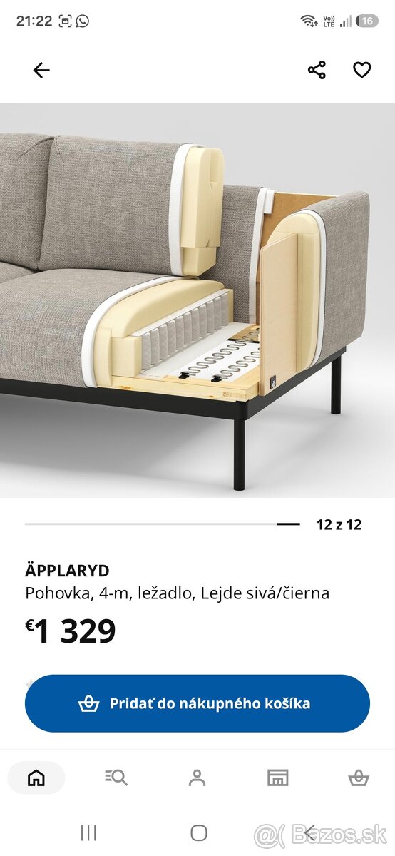 SEDAČKA APPLARYD IKEA 4miestna,ležadlo - 8