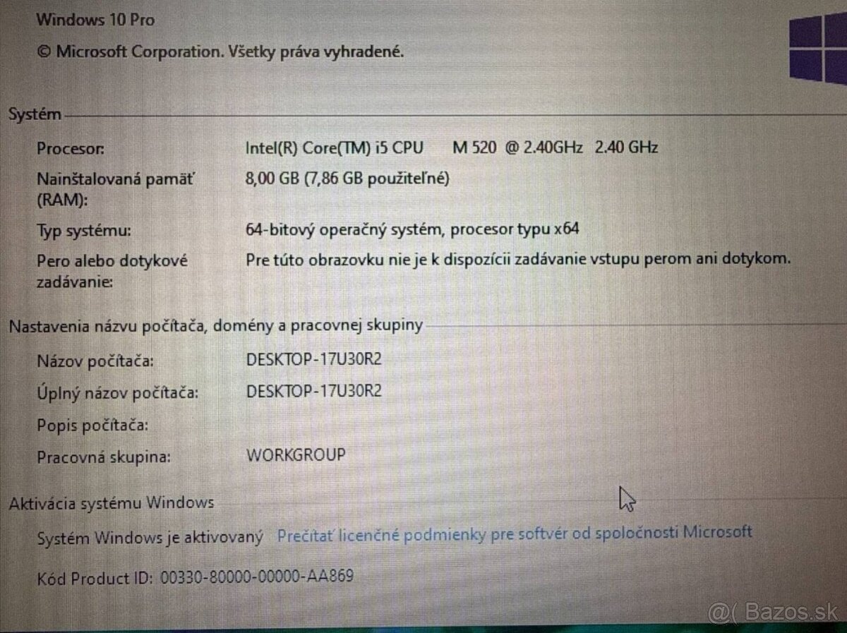 Notebook Lenovo ThinkPad T510 i5 / 8GB RAM / 240GB SSD - 8