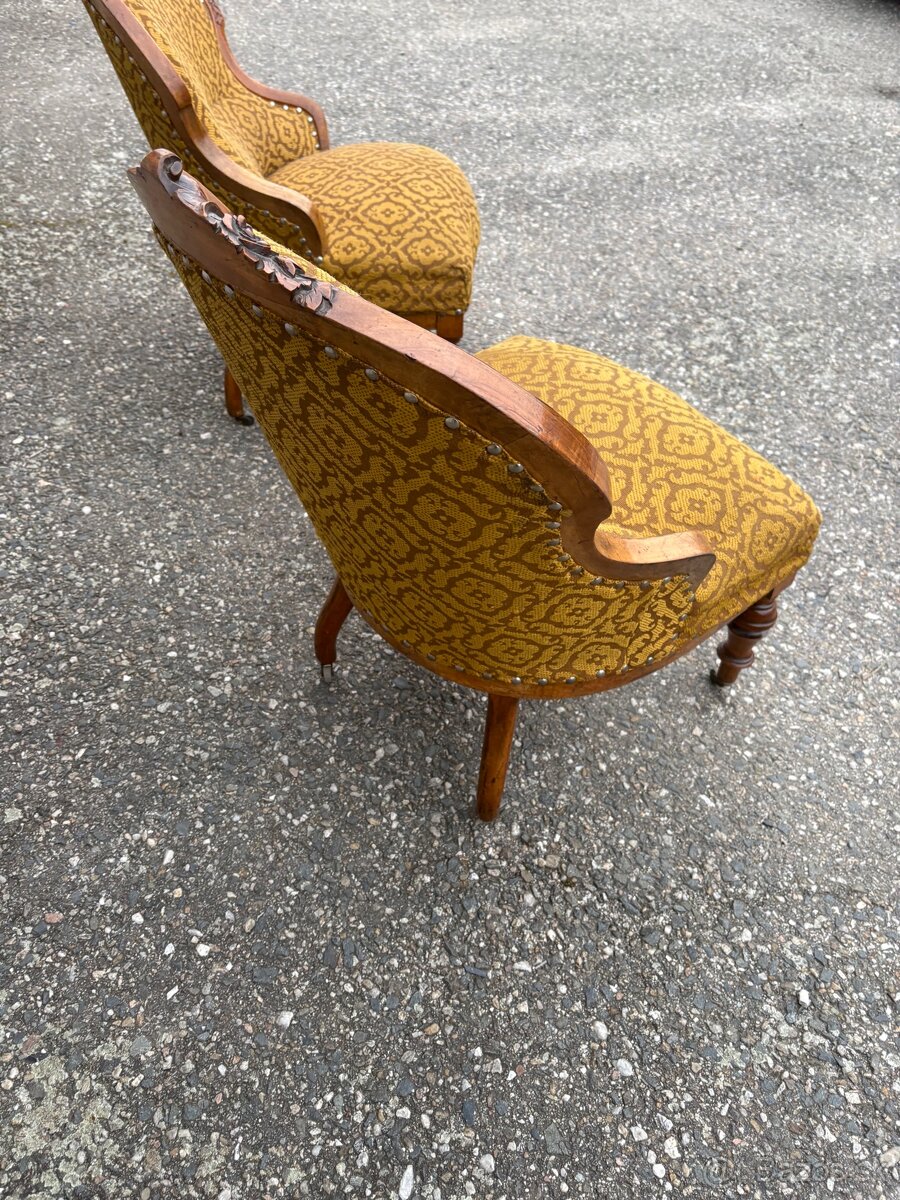 Dvě starožitné křesla historismus - 8