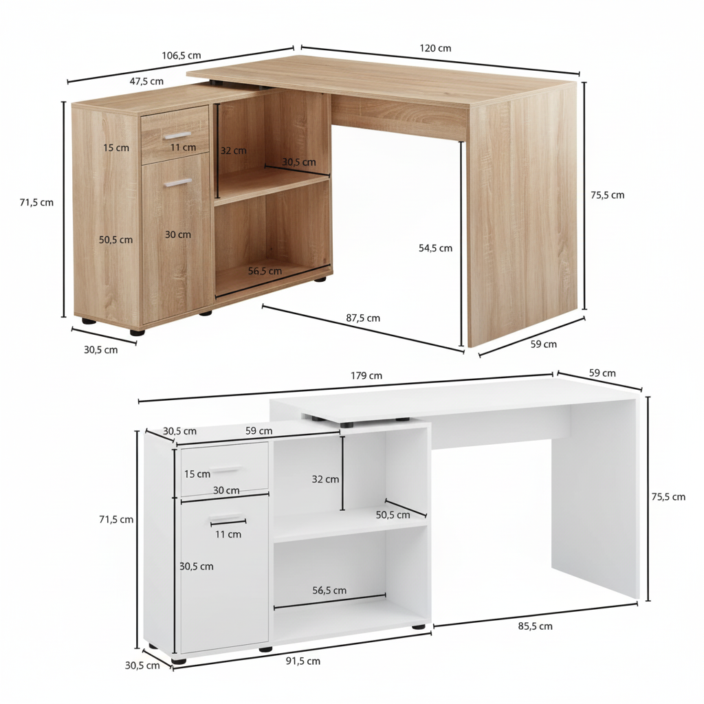 Rohový písací stôl - 8