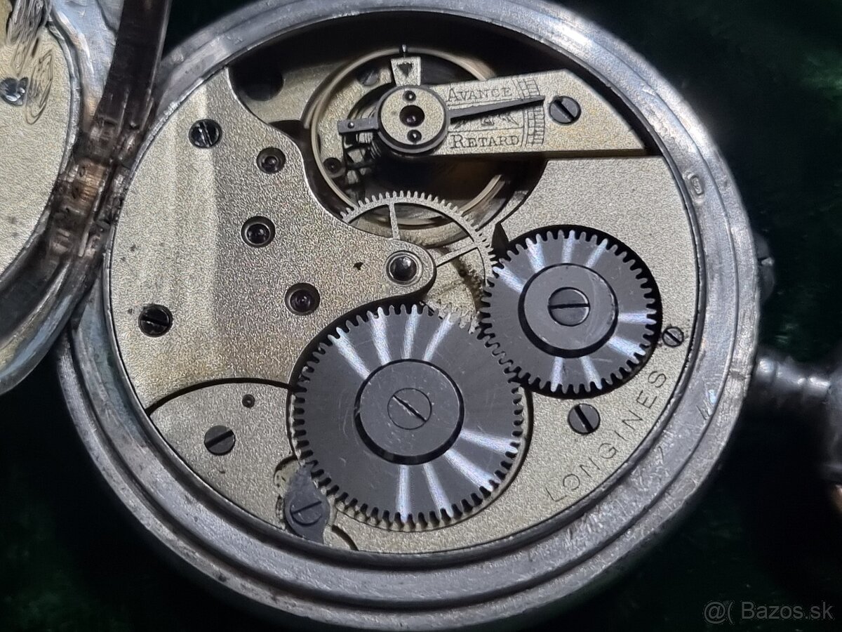 Strieborné, vreckové hodinky,Longines. - 8