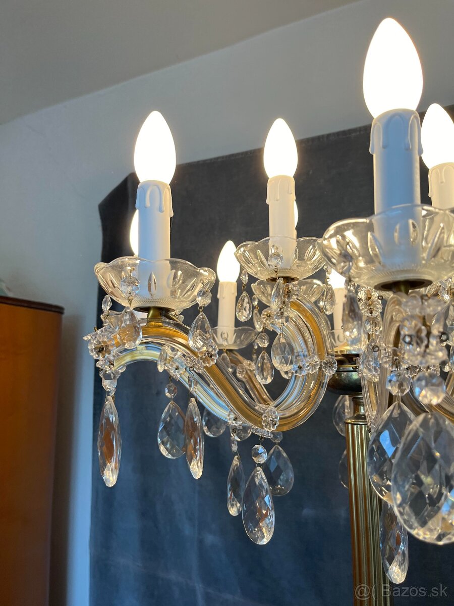 Stojaca lampa - mosadz, krištáľ - 8