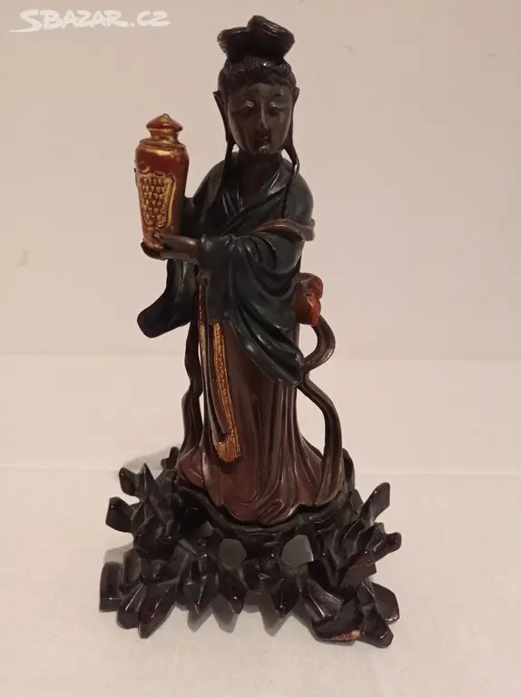 Starožitná soška z takeového dřeva - 8