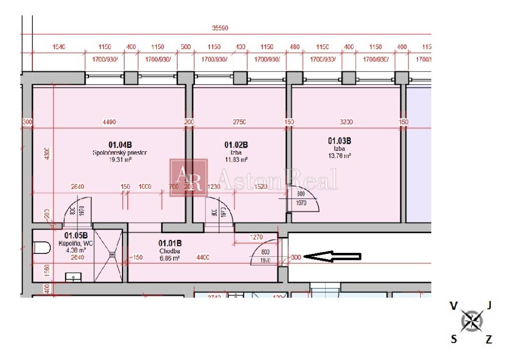 Byt 3+kk, 58,74m2, vyvýšené prízemie, parkovacie miesto, Cho - 8