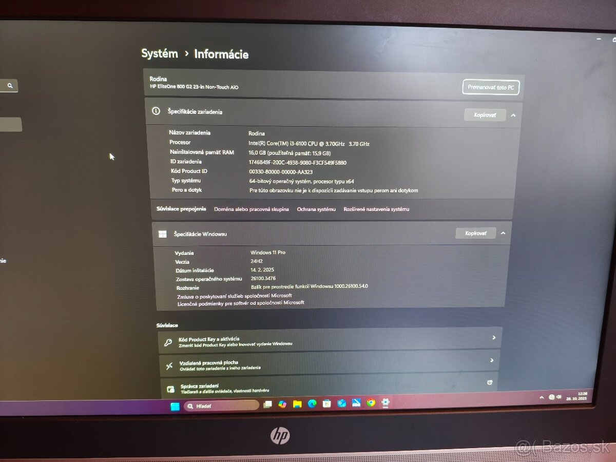 HP EliteOne 800 G2 23-inch i3-6100,250 GB SSD, 16 GB RAM - 8
