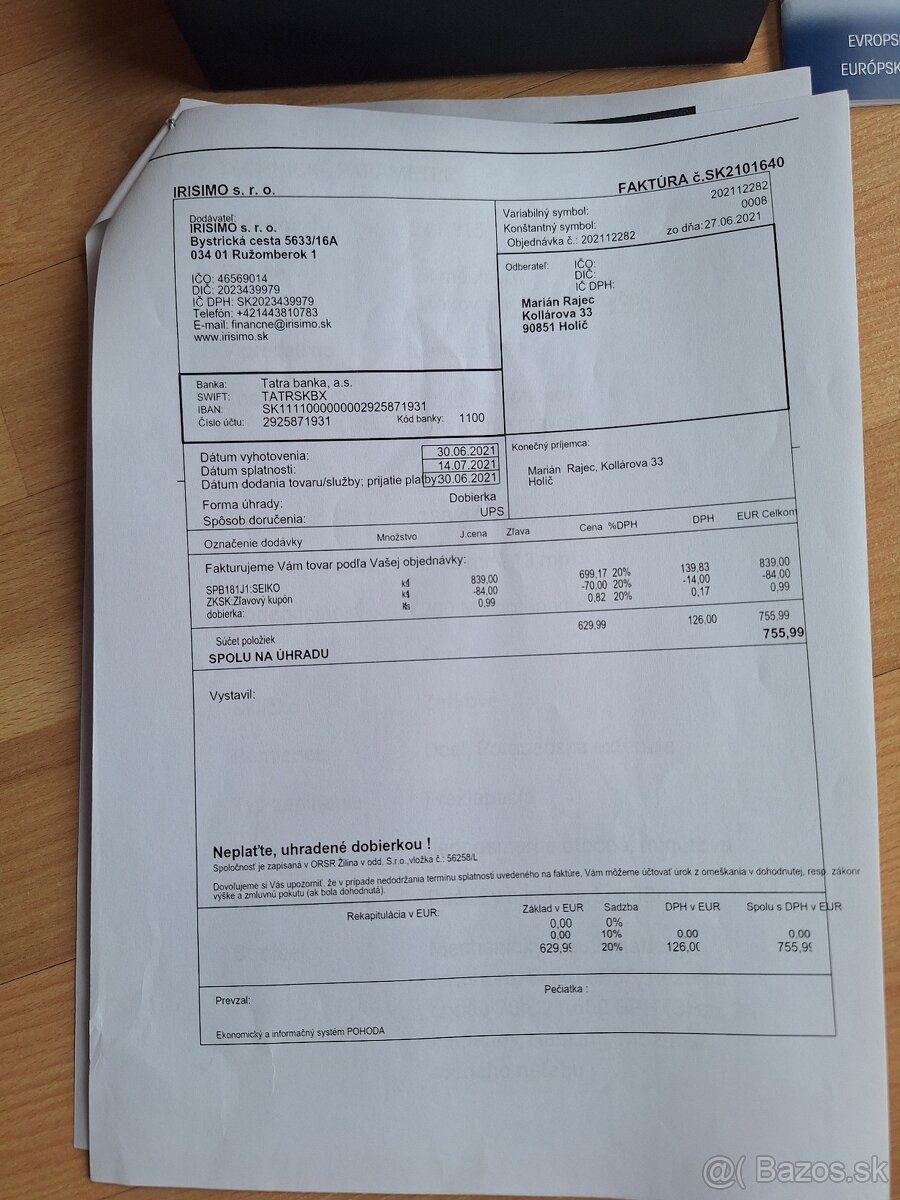 Predám Hodinky Seiko Prospex Sea Automatic Diver's PADI - 8