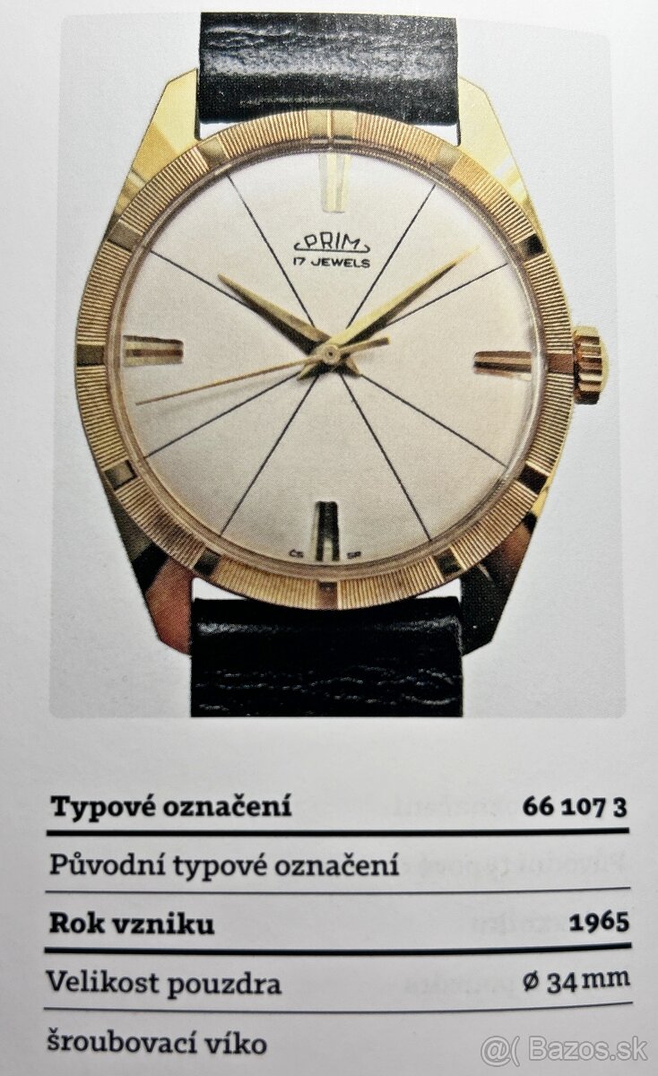 Československé mechanické vintage retro pánske hodinky PRIM - 8