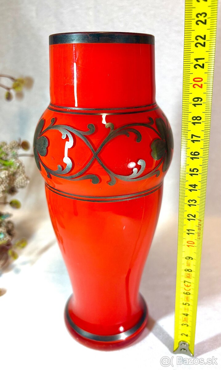 Secesia tango sklo W.Kralik, maľba striebrom - 8