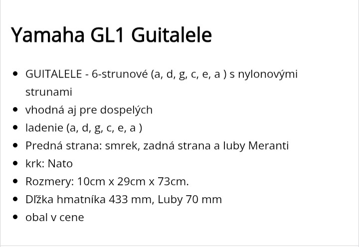 Gitara Yamaha GL1 Guitalele - 8
