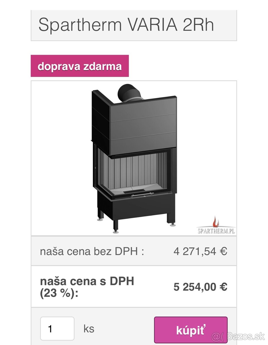 Zdvíhacia rohová krbová vložka SPARTHERM - 8