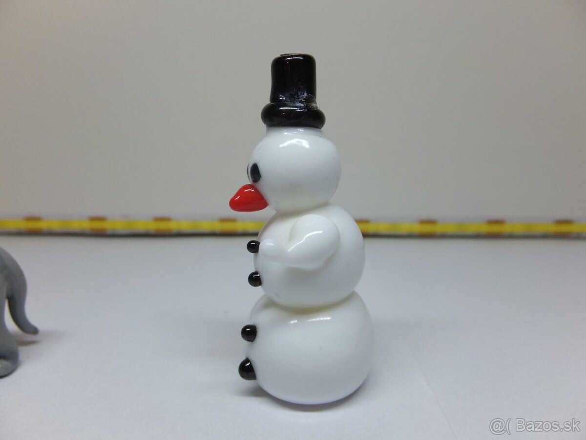 Set, staré skleněné figurky, slon, sněhulák, ježek. - 8