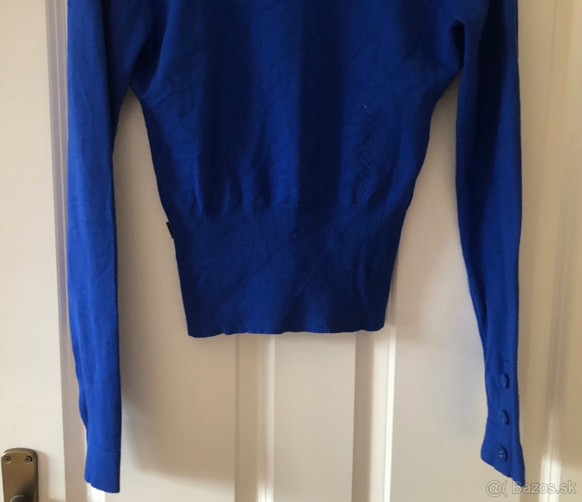 Kráľovsky modrý sveter na gombíky, Anna Scott, S/36 - 8