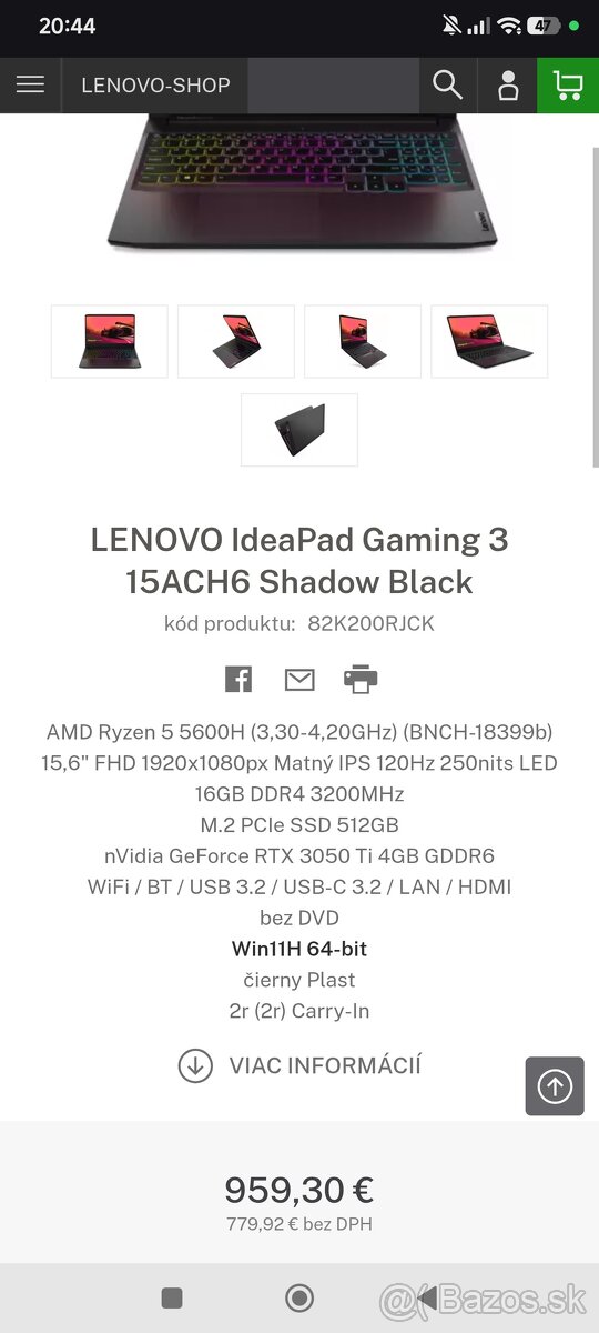 Lenovo Ideapad Gaming 3 15ACH6 - 8