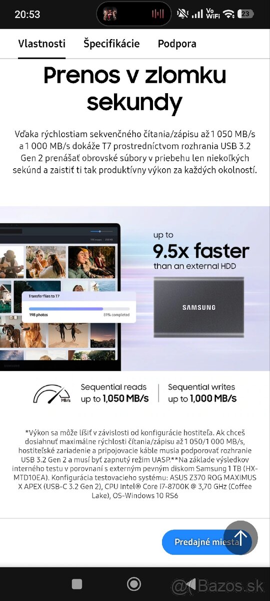 Externý disk SSD Samsung P7 2TB - 8