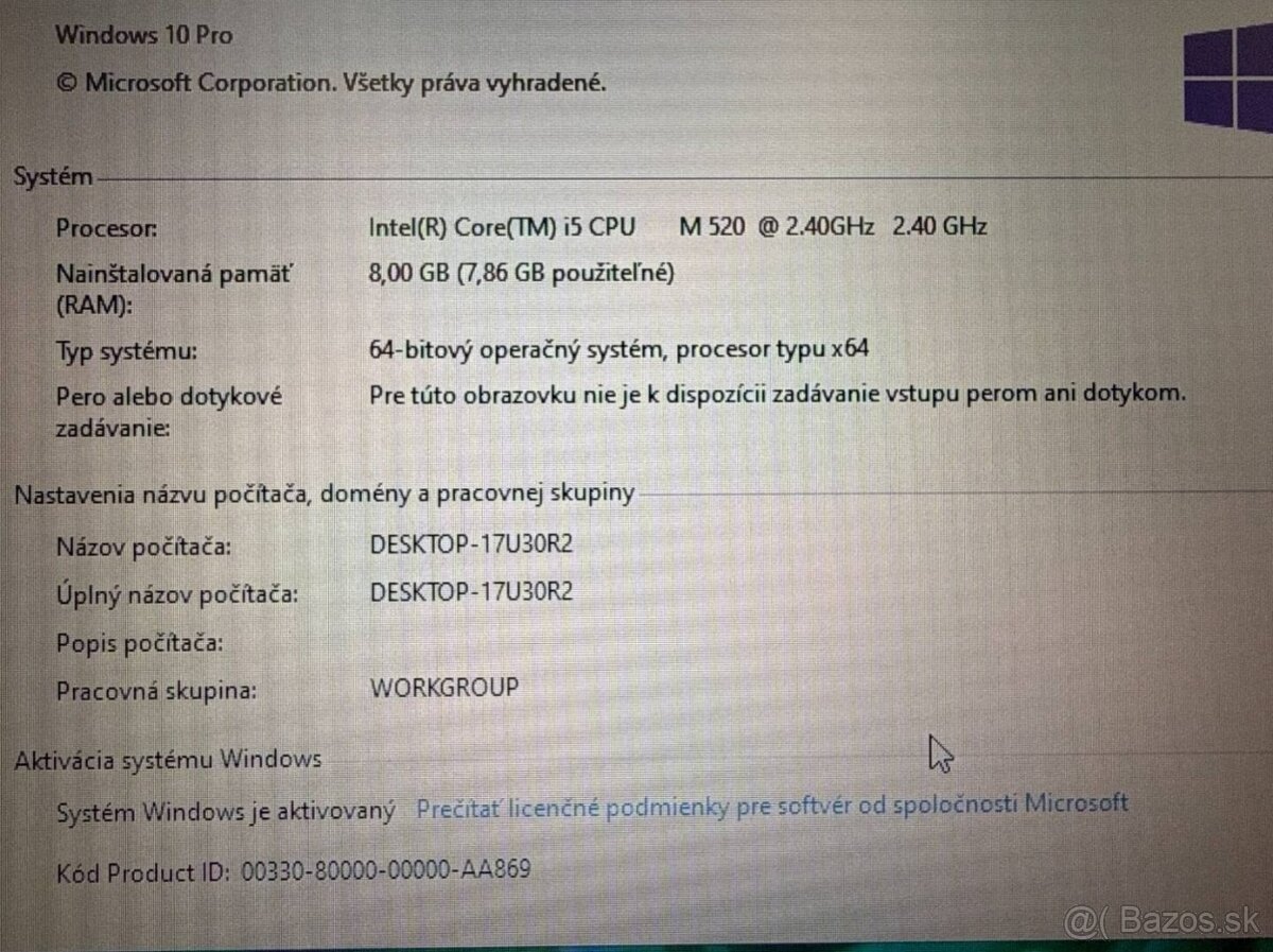 Notebook Lenovo ThinkPad T510 i5 / 8GB RAM / 240GB SSD - 8