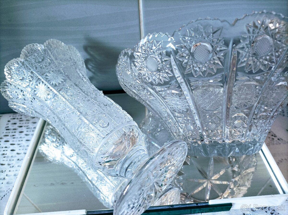 Krištáľ - misa , váza , poháre, - 8