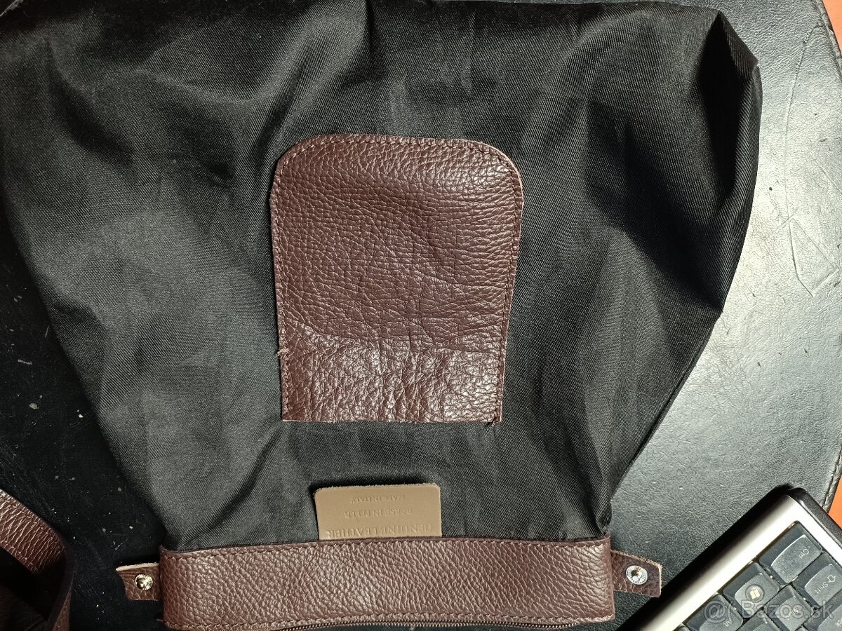 Tmavohnedá koženná kabelka - 8