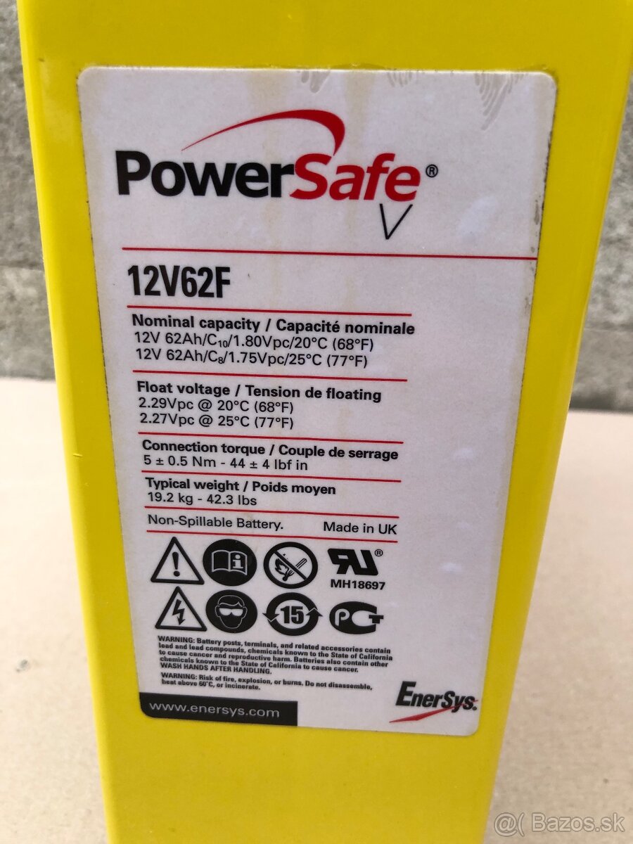 Špičková batéria 12V 62Ah AGM PowerSafe 19,2kg - 8