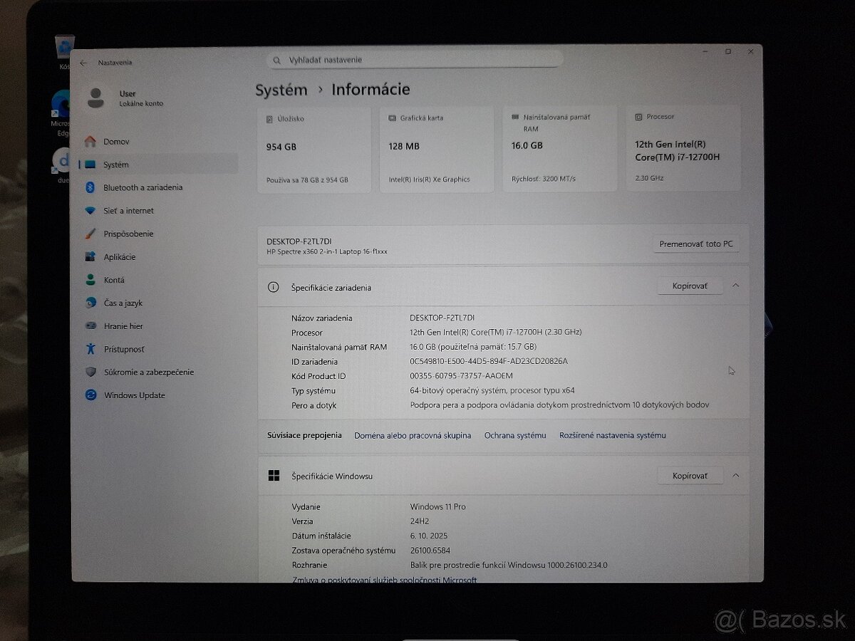 Tablet Notebook PC HP Spectre x360 16-f1900nc Nightfall Blac - 8