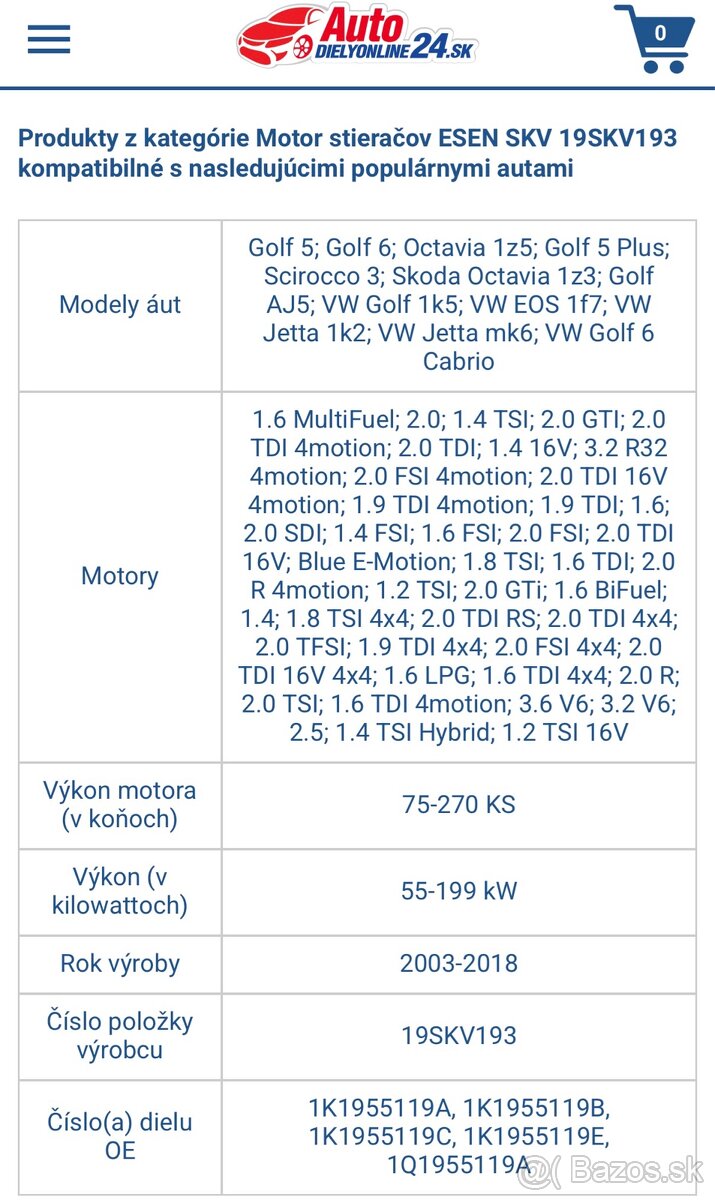 Nový ESEN SKV 19SKV193 Motor stieračov - 8
