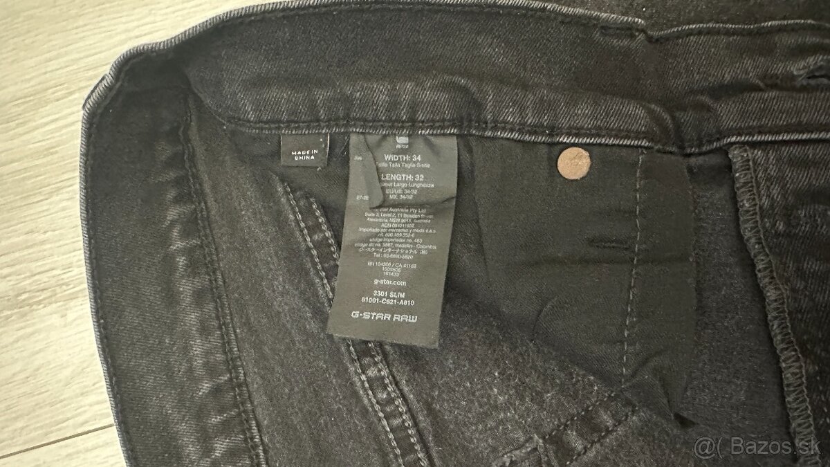 Pánske,kvalitné džínsy slim - G STAR RAW - veľkosť 34/32 - 8